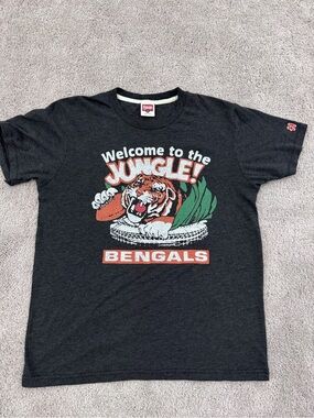 HOMAGE Charcoal Graphic Tee with Orange & White Accents